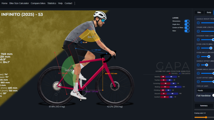 FIZMOO - interactive bike size calculator